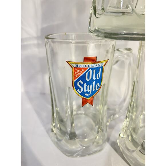 Vintage Heileman's Old Style Heavy Glass Beer Tavern Mugs Set Of 3 5 3/4" Tall - Picture 4 of 7